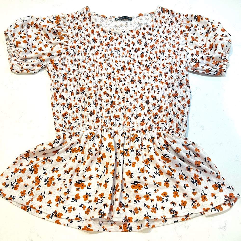 ZARA Floral Peplum Top